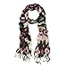 Multi Color Tribal Style Fringe Scarf, v3 (pin/grn 1377)