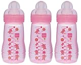 MAM 270 ml Baby Bottles 3-Pack (Pink)