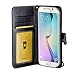 Galaxy S6 Edge Case, ACEABOVE [Stand Feature] Galaxy S6 Edge Wallet CaseNEW [Book Cover Case] [Black] - Premium Genuine Leather Wallet cover with Hand Strap - Galaxy S6 Edge Leather Case with STAND Flip Cover and Credit Card ID Holders for Samsung Galaxy S6 Edge 2015 Model - (Black)