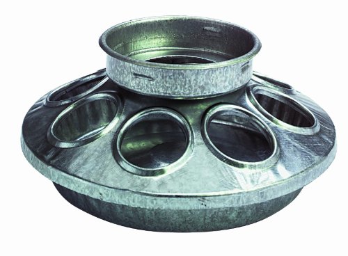 Miller Manufacturing 9810 Round Jar Galvanized Feeder Base for Birds, 1-Quart 