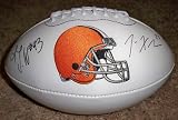TJ WARD/ JOE HADEN SIGNED AUTOGRAPHED CLEVELAND BROWNS LOGO FOOTBALL W/ HOLOGRAM + COA