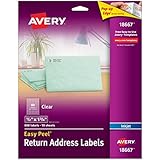 Avery Easy Peel Return Address Labels for Inkjet Printers, 0.5 x 1.75 Inches, Clear, Pack of 800 (18667)