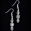 Handmade White Crystal & Antiqued Silver Beaded Earrings