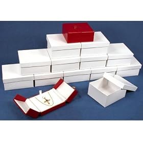 12 Pendant Necklace Boxes Red Leather Gift Case Display