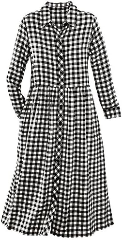 Citicraze Flannel Button-Front Dress, Black/white, X-Large