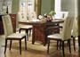 7pc Dining Table & Chairs Set White Vinyl Distress Walnut Finish