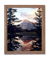 Mount Rundle In Canada Lake Snow Trees Landscape Home Decor Wall Picture Oak Framed Art Print