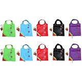 BONAMART &reg; 10 Assorted Colors strawberry Reusable Foldable Shopping ECO Bags pouch shoulder Tote