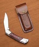 BLADE FOLDING POCKET KNIFE STAINLESS STEEL WOOD HANDLE