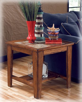 Square End Table in Warm Brown Finish