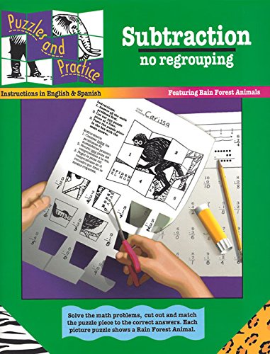 subtraction no regrouping featuring rain forest animals puzzles and practice series english and spanish edition