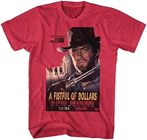 Clint Eastwood - Mens Fistful $ T-Shirt, Size: X-Large, Color: Cherry Tri Blend