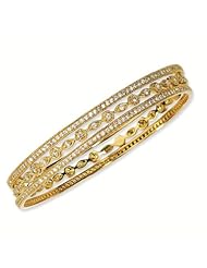 Gold-plated Sterling Silver CZ Cubic Zirconia Three Bangle Set