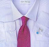 100% Cotton Light Blue/Pink Trim Men's Dress Shirt