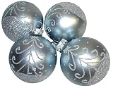 Set of 4 Blue Glitter Glass Ball Christmas Ornaments #69766670000