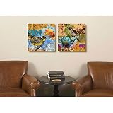 Tea Party Songbirds 16in x 16in Canvas Print Set