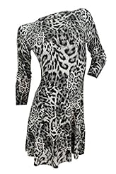 Petite Leopard Print Cotton/Nylon/Rayon/Spandex Fit-and-Flare Sweater  Dress