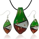 Red Green Murano Glass Set