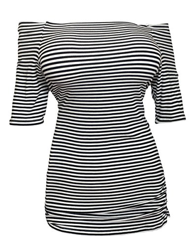 eVogues Plus Size Off Shoulder Half Sleeve Top Black
