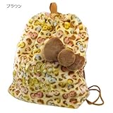 ハローキティ《カラフルヒョウ柄》ふわふわビッグ巾着☆サンリオグッズ（リュック）通販☆【ブラウン 】