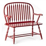 Carolina Cottage Colonial Windsor Bench, Antique Red