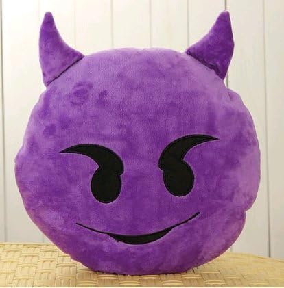 Emoji Smiley Emoticon Purple Round Cushion Pillow Stuffed Plush Soft Toy