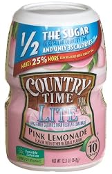 Country Time Lite Pink Lemonade, Makes 10 Quarts, 12.3-Ounce Canister (Pack of 6)