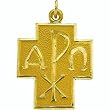 14K Yellow Gold Alpha Omega/Chi-Rho Cross Pendant - 24.50x22.00mm