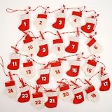 One Hundred 80 Degrees Red & White Felt Christmas Advent 24 Days Calendar Garland