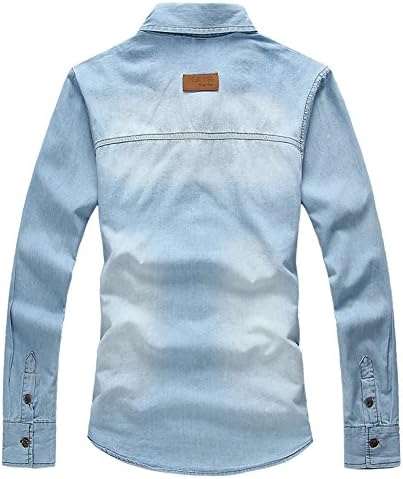 Free2mys Men's Long Sleeve Denim Shirt (Asia XXL / US M)