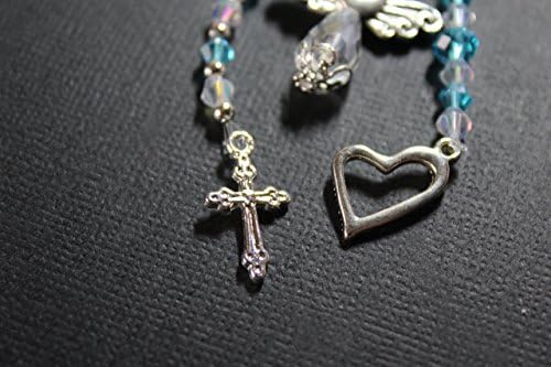 Crystal and Pearl Guardian Angel Trio Keyring, Handbag Charm, Zipper Charm, Heart, Cross, Angel Keyring