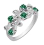 14k White Gold Emerald and Diamond Vine Ring, Size 6