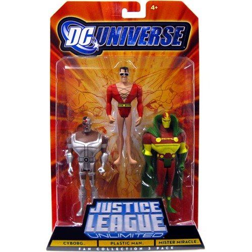  CYBORG/PLASTIC MAN/MISTER MIRACLE -JUSTICE LEAGUE UNLIMITED - DC UNIVERSE - 3 PK - 4.5" POSEABLE ACTION FIGURE