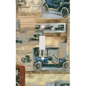 Abstract Vintage Cars Decorative Switchplate Cover by 