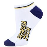 Georgia Tech Yellow Jackets White Ladies 9-11 Two Stripe Ankle Socks