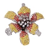 Glorious Ruby Canary C.Z. Diamond Starburst Flower Brooch
