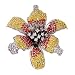 Third Party New : Glorious Ruby Canary C.Z. Diamond Starburst Flower Brooch