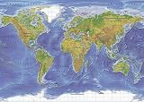 World Map (Physical Terrain) Art Poster Print - 24