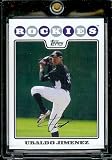 2008 Topps Baseball Cards # 111 Ubaldo Jimenez - Colorado Rockies - MLB Baseball Trading Card in a Protective Screw Down Display Case
