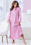 Roamans Plus Size Long Cotton Flannel Print Gown