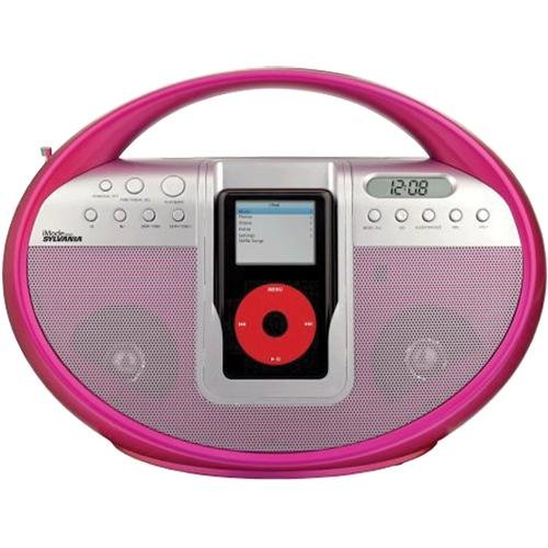 Sylvania Portable Digital AM/FM Stereo Docking Station for iPod (Pink)