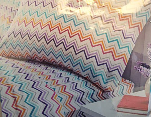 Soft and Cuddly Multicolor Flannel Twin Sheet Set (Multicolor Chevron)