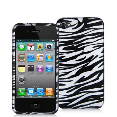 For Apple iPhone 4S 4 Black Zebra White Hard Plastic Snap On Case Cover Faceplate