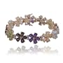 18k Yellow Gold Plated Sterling Silver Multi-Gemstone and Diamond Flower Bracelet, 7.25"