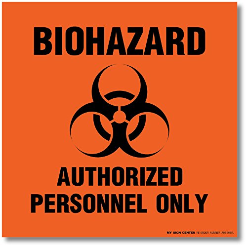(4 Pack) Biohazard Authorized Personnel Only Decal Sign - 6