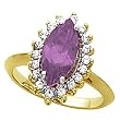 14K Yellow Gold Amethyst and Diamond Ring