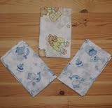 Produkt-Bild: Spuckt&uuml;cher Mullwindeln 3er Pack Wei&szlig; & Bedruckt Blau