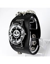 Punk Gothic Ladies Women Men Gens Genuine Leather Wrist Watch Adjustable Spider