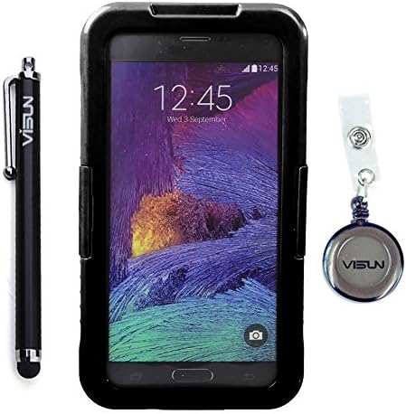VISUN™ Ultra Water Resistant Waterproof Shockproof Crashproof Dustproof Hard Skin Protective Bumper Defender Case Cover with Stylus Pen and Retractable Reel for Samsung Galaxy Note 4 N9100 (Black)
