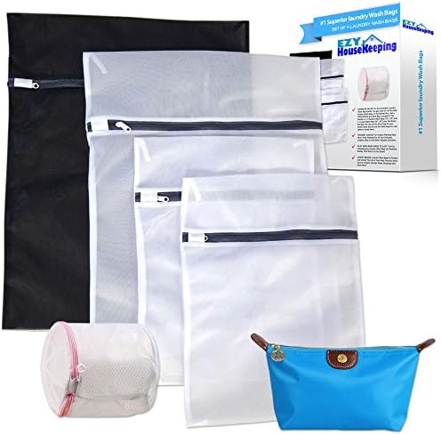 Lingerie Laundry Mesh Large Wash Bags - Delicates Underwear Washing Bag - Intimates Bra Socks Baby Clothes Hosiery Travel Sweater 5 Pack